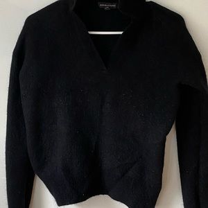 B.R. Collared Alpaca Wool V Neck Sweater